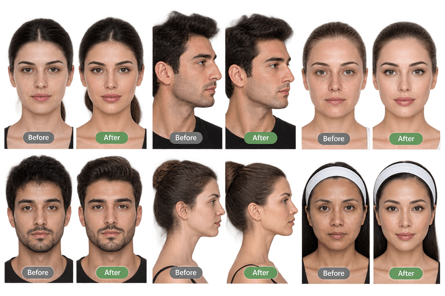 Before and after results across a range of treatments